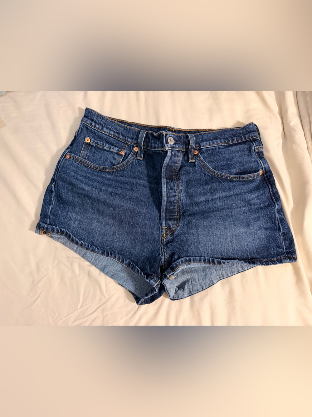 Levi's 501 Dark Blue Denim High-Rise Shorts